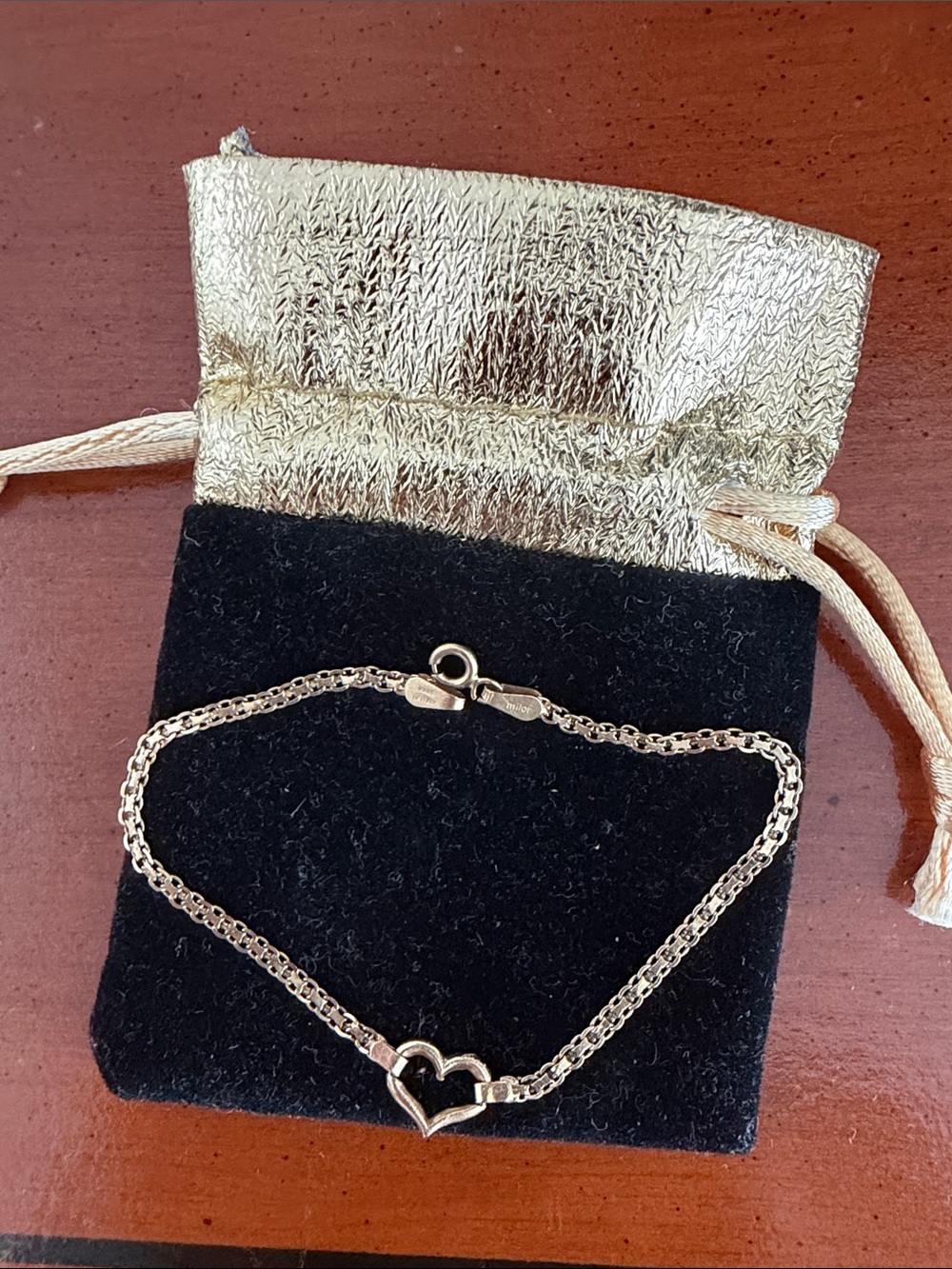 🗽New 14K Gold Heart Charm Bracelet